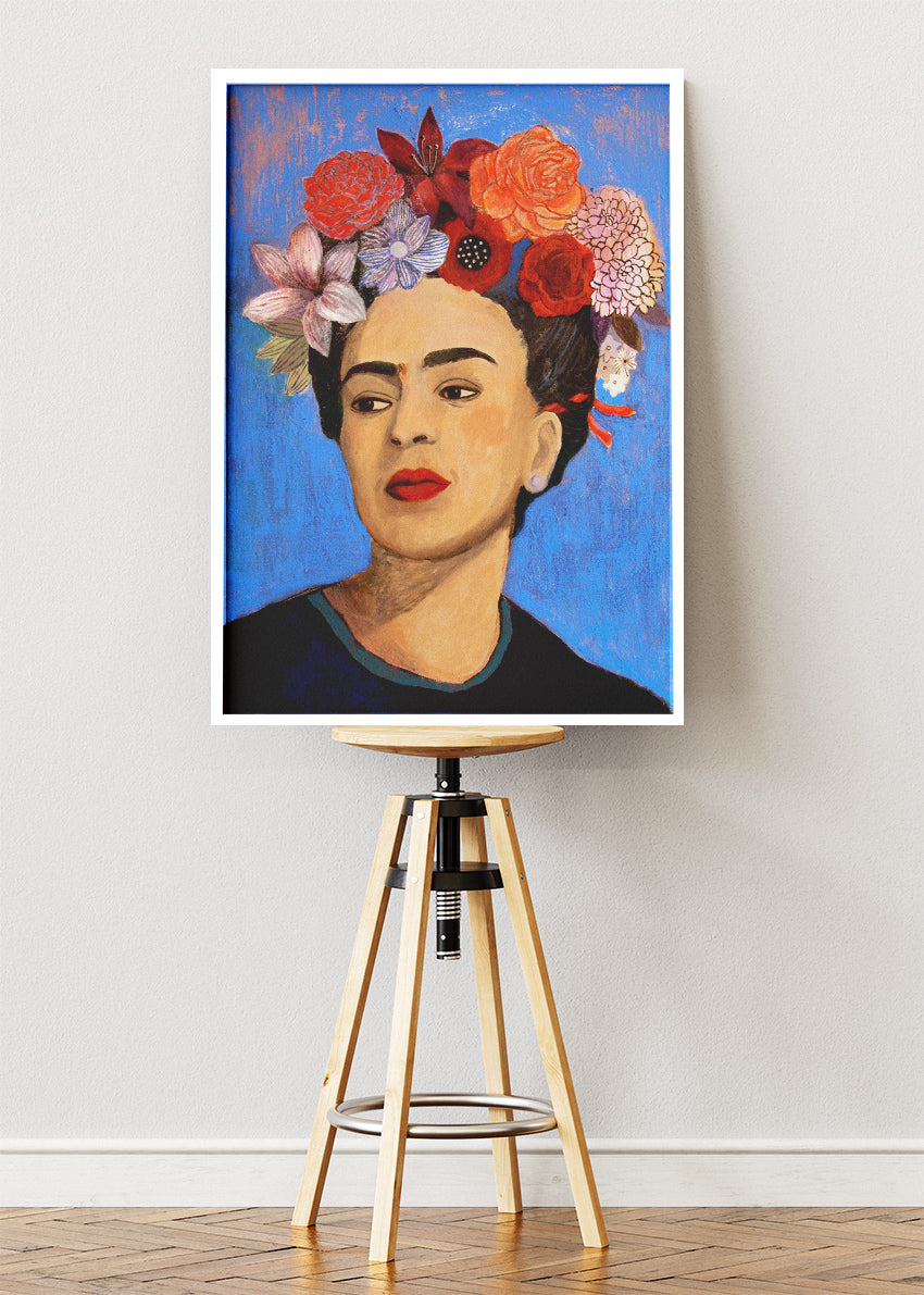 Frida Kahlo Floral Portrait Wall Art Poster & Canvas Print