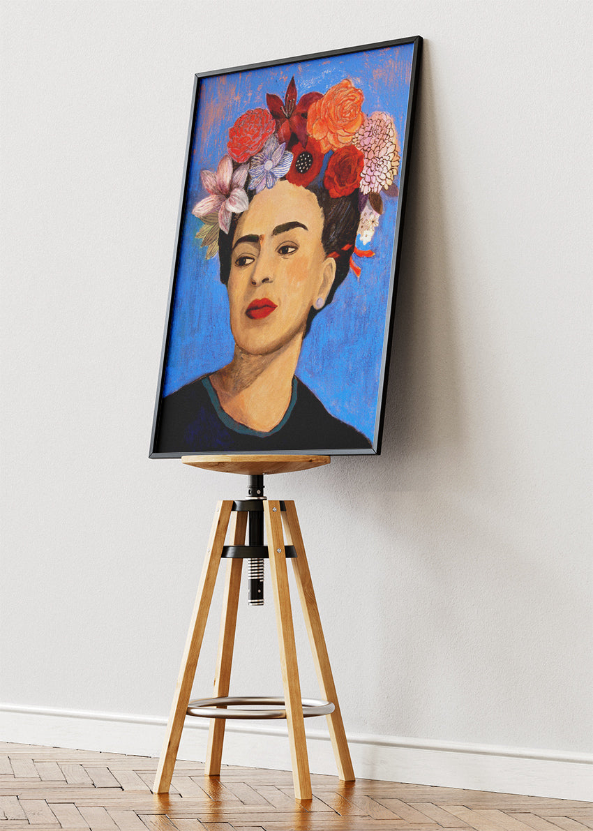 Frida Kahlo Floral Portrait Wall Art Poster & Canvas Print