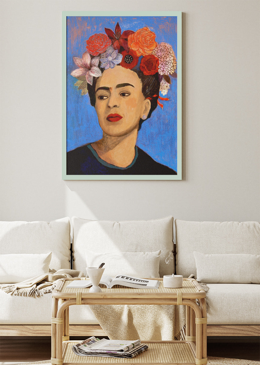 Frida Kahlo Floral Portrait Wall Art Poster & Canvas Print