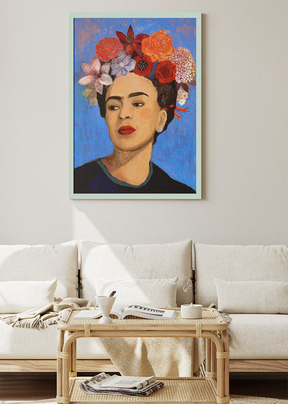 Frida Kahlo Floral Portrait Wall Art Poster & Canvas Print