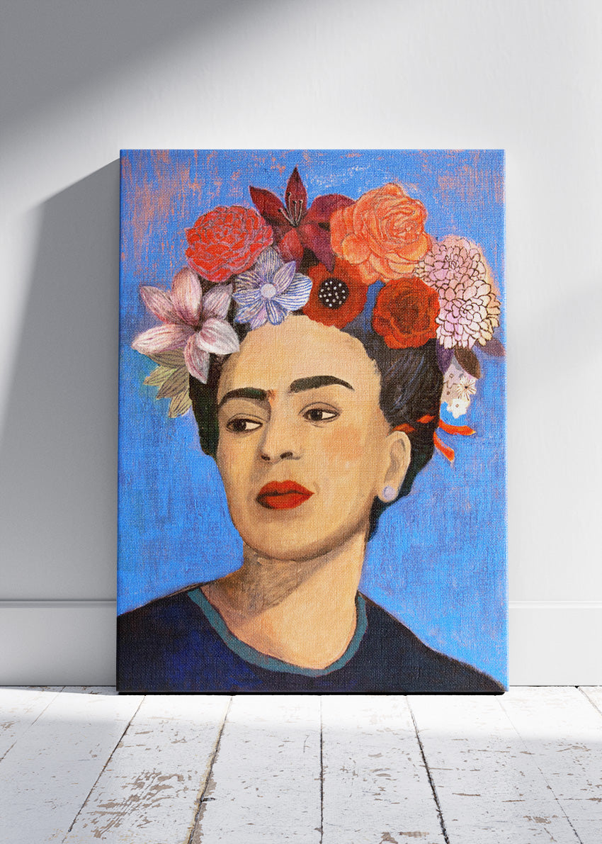Frida Kahlo Floral Portrait Wall Art Poster & Canvas Print