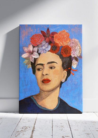Frida Kahlo Floral Portrait Wall Art Poster & Canvas Print