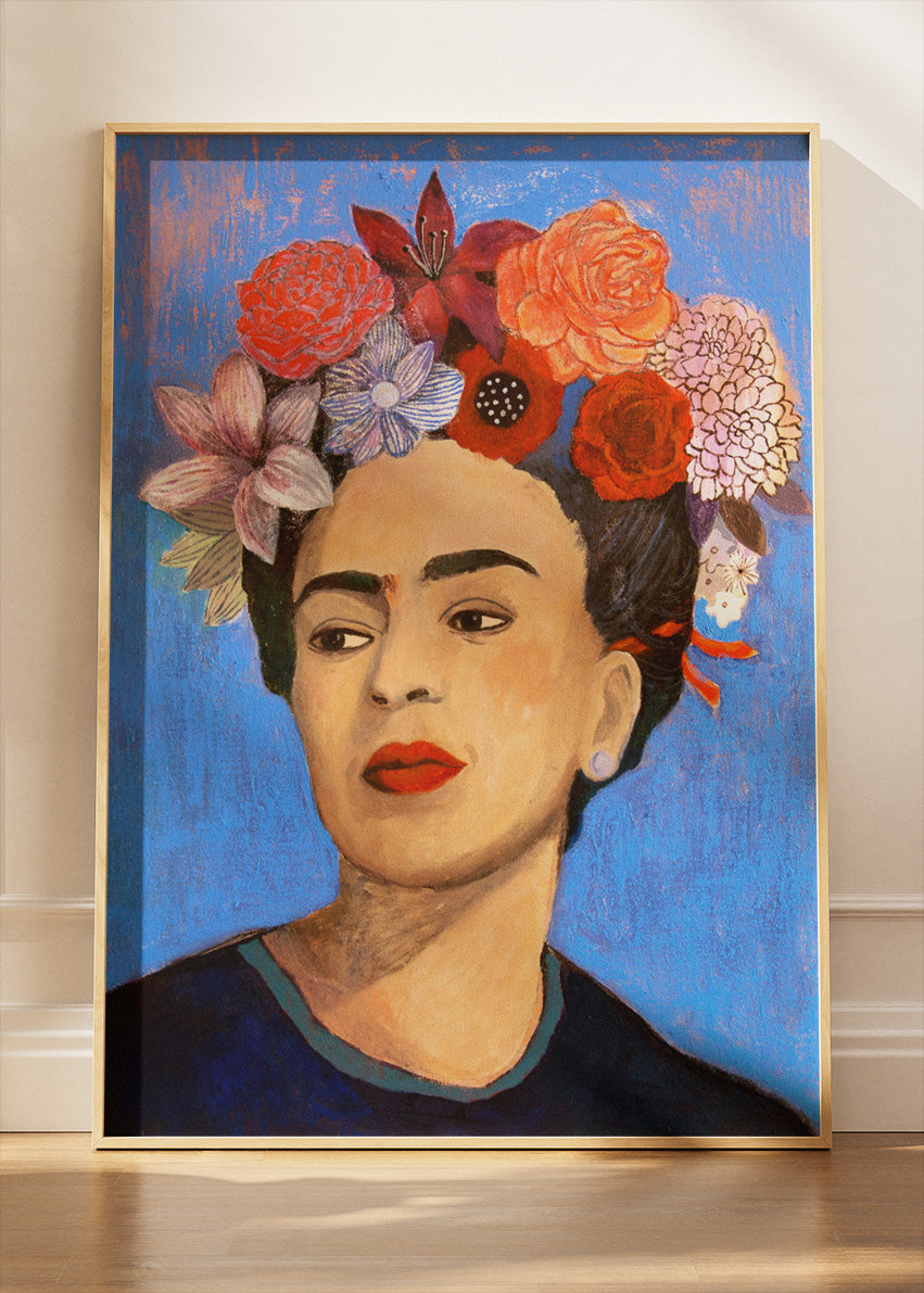 Frida Kahlo Floral Portrait Wall Art Poster & Canvas Print