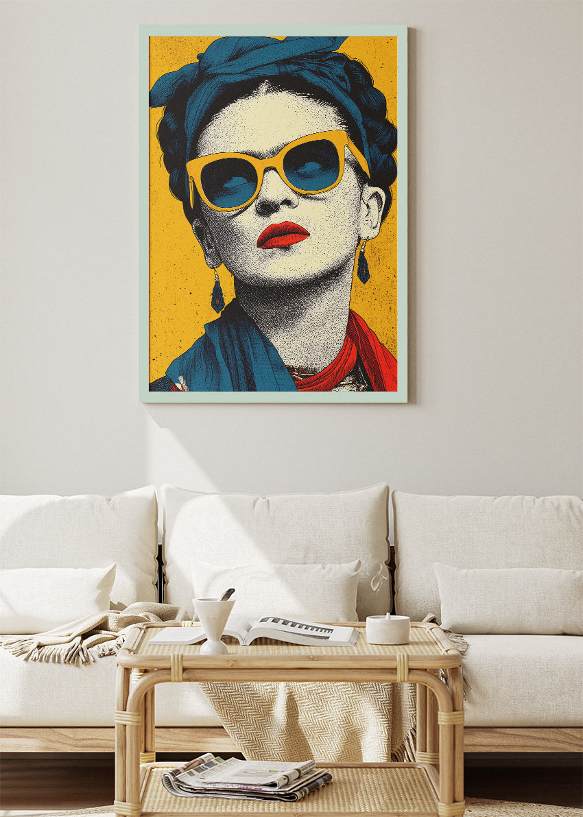 Frida Kahlo Inspired Pop Art Portrait Wall Art Poster & Canvas Print