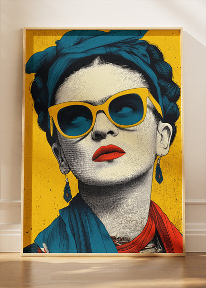 Frida Kahlo Inspired Pop Art Portrait Wall Art Poster & Canvas Print