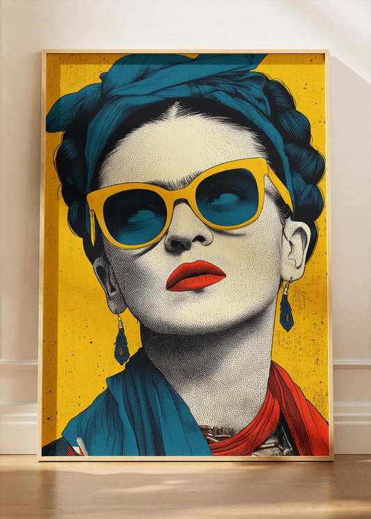 Frida Kahlo Inspired Pop Art Portrait Wall Art Poster & Canvas Print