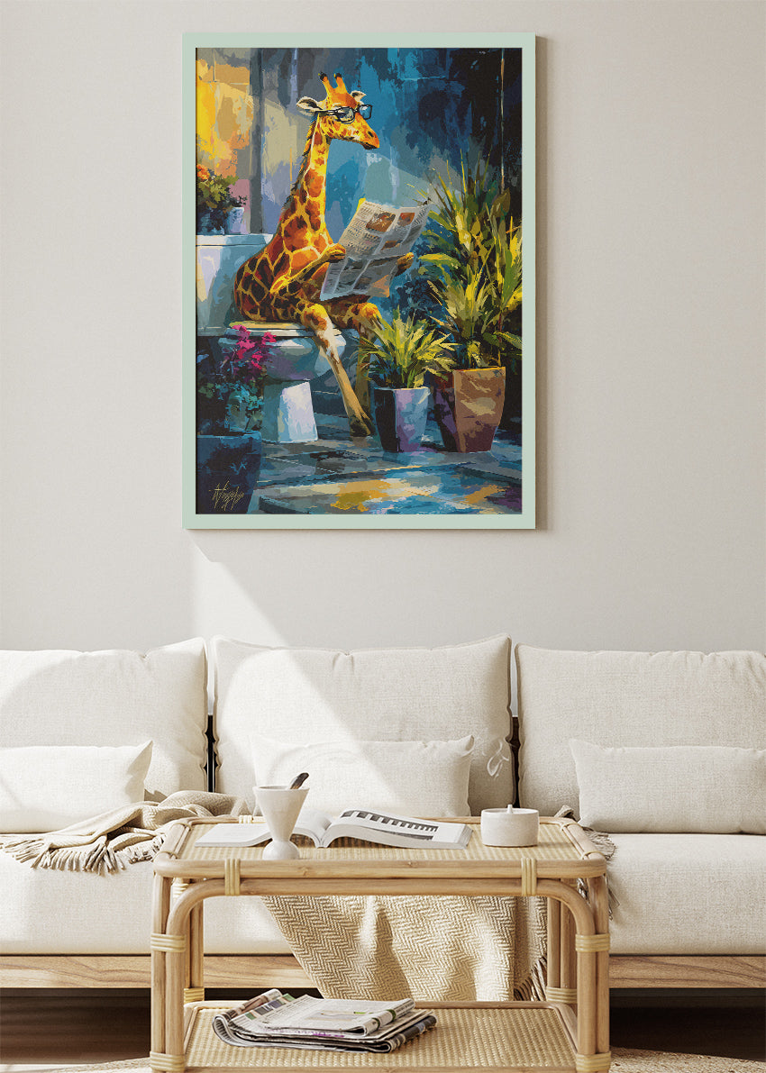 Funny Giraffe Canvas Print & Poster – Quirky Animal Wall Art – AI PRINT LAB