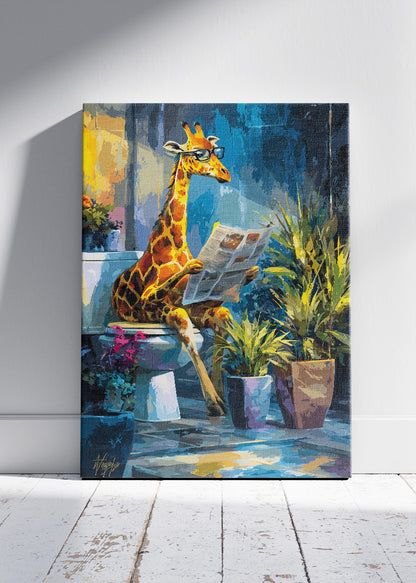 Funny Giraffe Canvas Print & Poster – Quirky Animal Wall Art – AI PRINT LAB