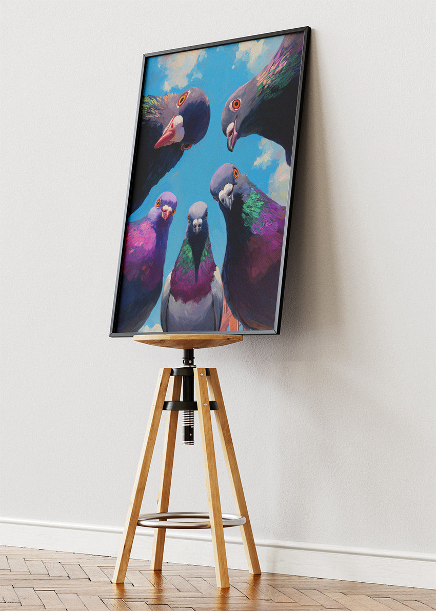 Funny Pigeon Canvas Print & Poster – Urban Bird Wall Art – Quirky Animal Decor – AI PRINT LAB