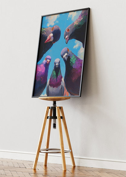 Funny Pigeon Canvas Print & Poster – Urban Bird Wall Art – Quirky Animal Decor – AI PRINT LAB