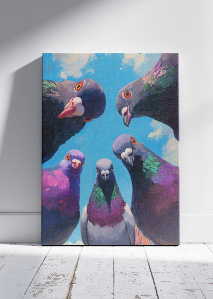 Funny Pigeon Canvas Print & Poster – Urban Bird Wall Art – Quirky Animal Decor – AI PRINT LAB