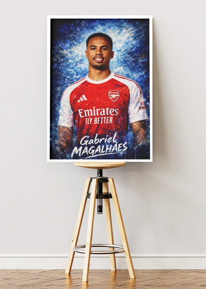 Gabriel Magalhães Arsenal Artistic Portrait Poster Canvas & Print – AI PRINT LAB