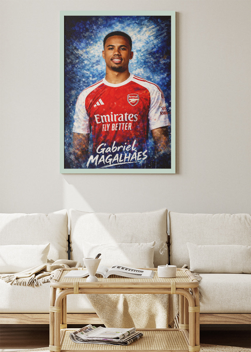 Gabriel Magalhães Arsenal Artistic Portrait Poster Canvas & Print – AI PRINT LAB
