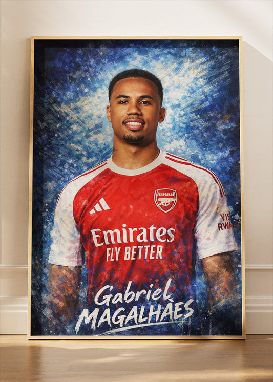 Gabriel Magalhães Arsenal Artistic Portrait Poster Canvas & Print – AI PRINT LAB