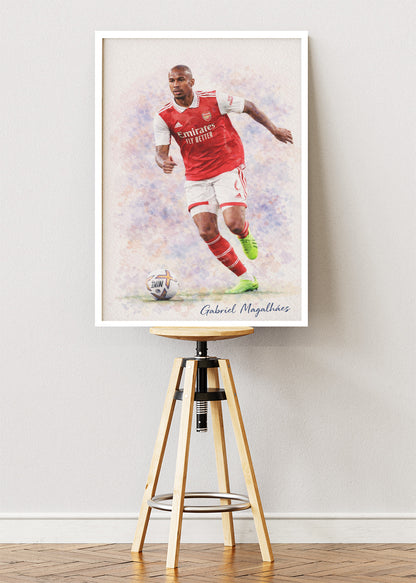 Gabriel Magalhães Arsenal Watercolor Poster Canvas & Print – AI PRINT LAB