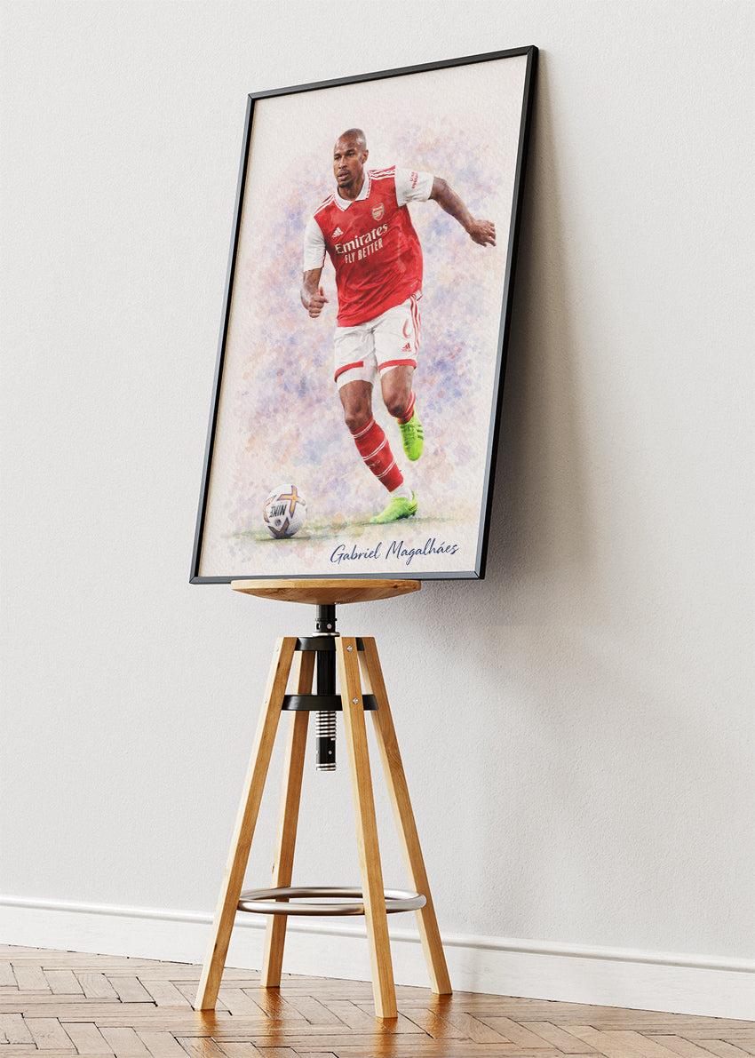 Gabriel Magalhães Arsenal Watercolor Poster Canvas & Print – AI PRINT LAB