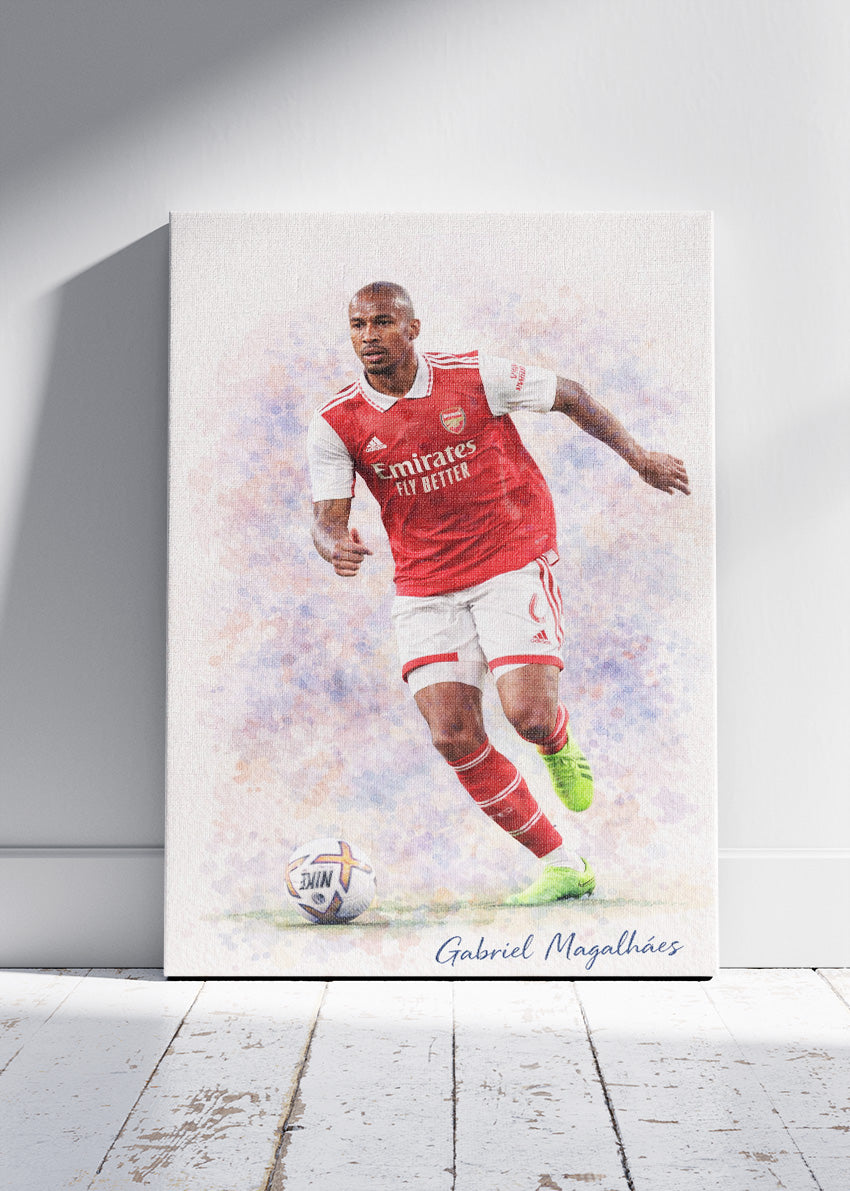 Gabriel Magalhães Arsenal Watercolor Poster Canvas & Print – AI PRINT LAB