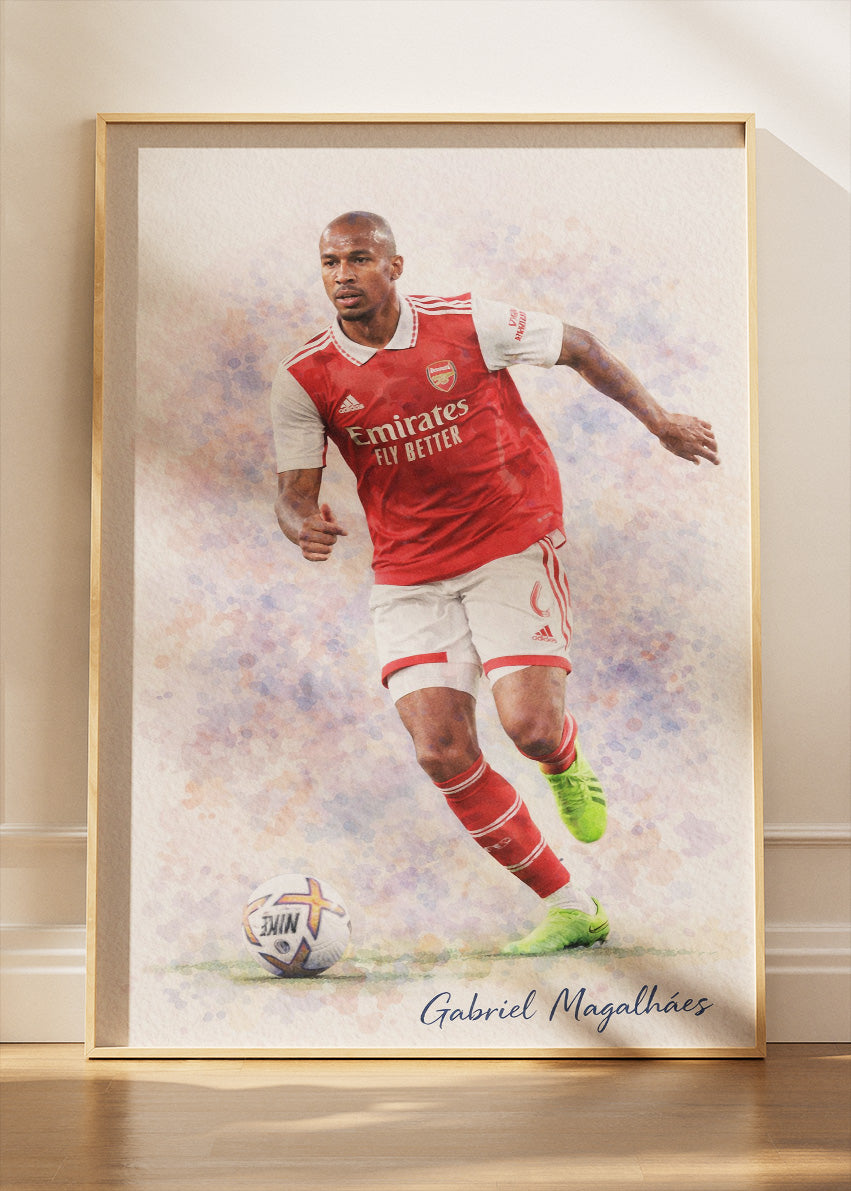Gabriel Magalhães Arsenal Watercolor Poster Canvas & Print – AI PRINT LAB
