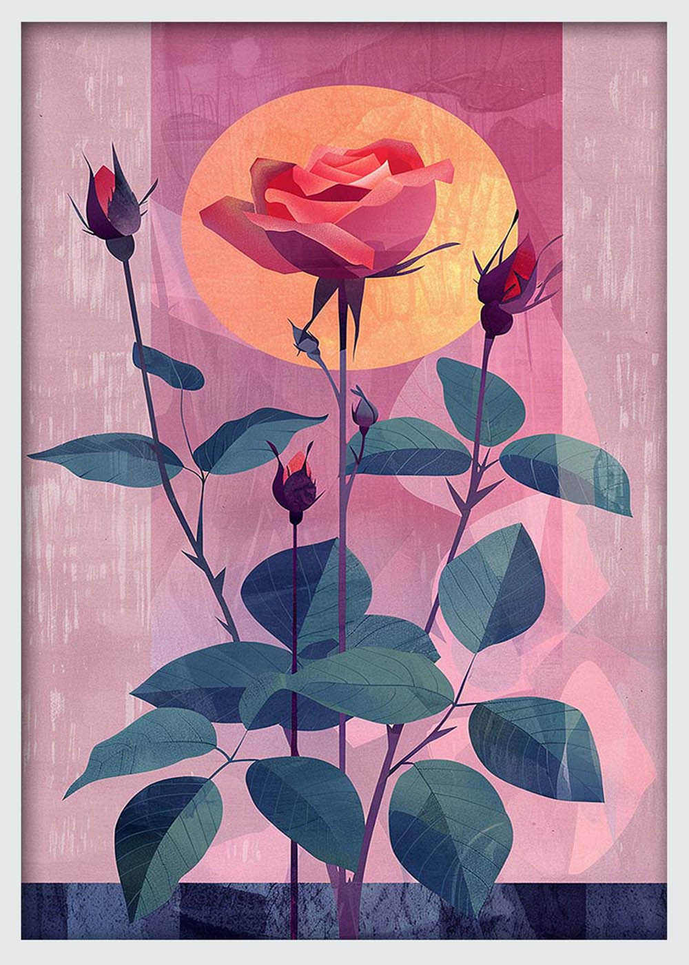 Geometric Rose Glow – Modern Floral Poster & Canvas Wall Art – T1131 – AiPrintLab