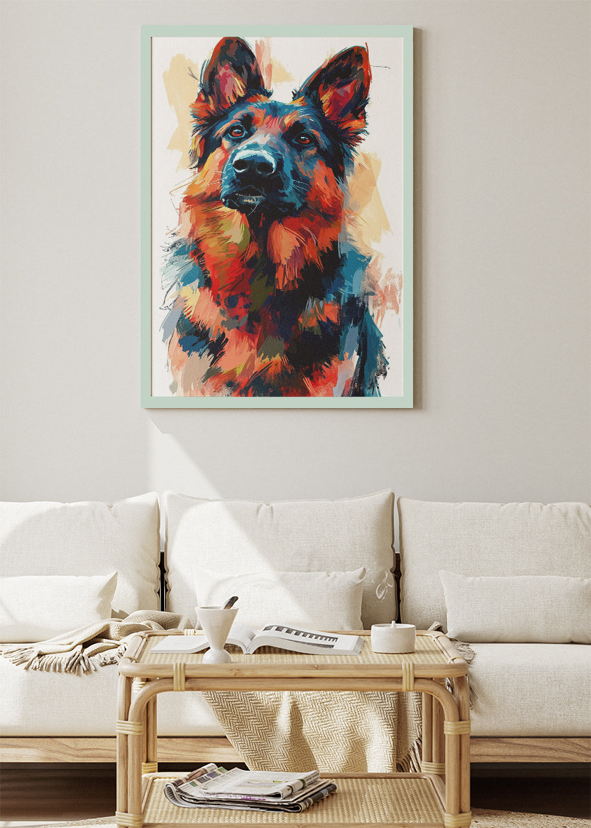 German Shepherd Art Print & Canvas – Colorful Painterly Dog Wall Art
