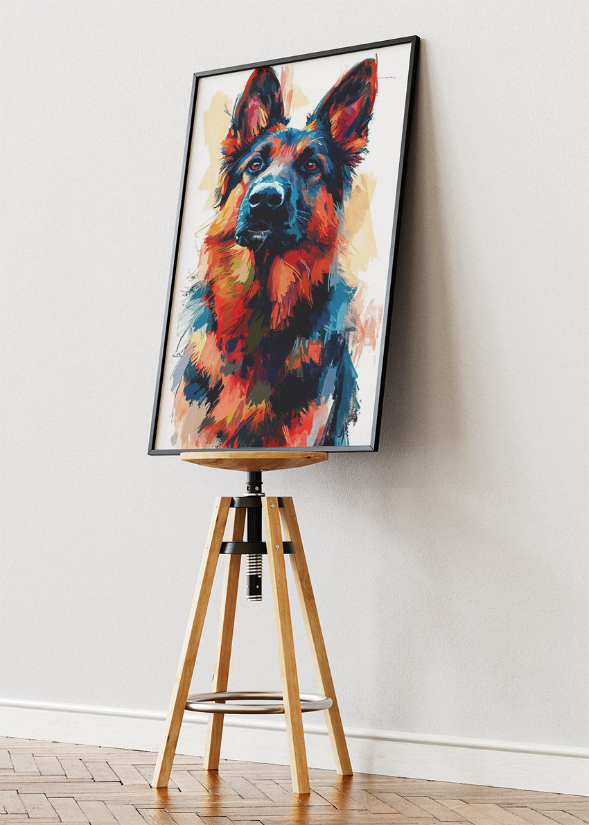German Shepherd Art Print & Canvas – Colorful Painterly Dog Wall Art