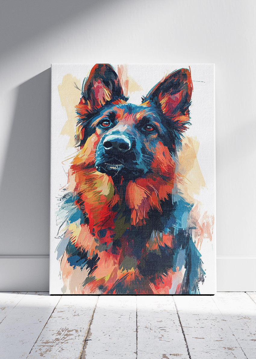 German Shepherd Art Print & Canvas – Colorful Painterly Dog Wall Art