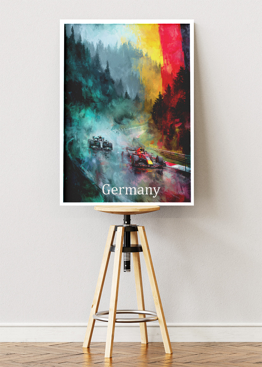 Germany Formula 1 Rainy Forest Circuit Canvas Print & Poster – AI PRINT LAB