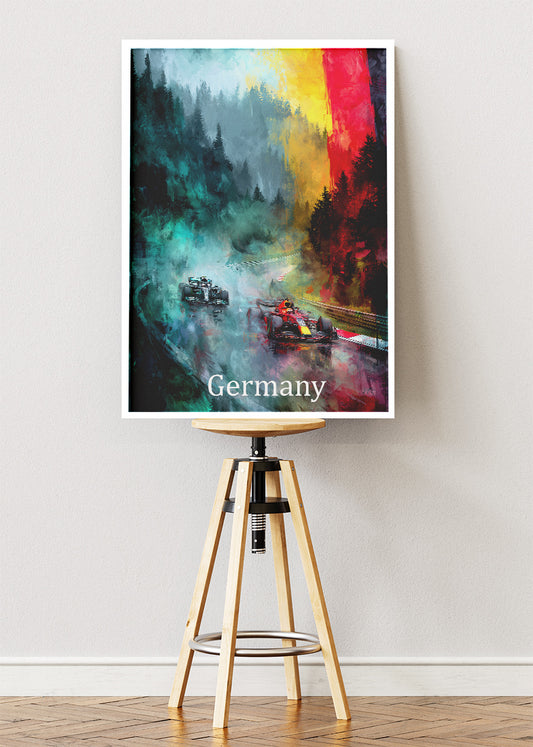 Germany Formula 1 Rainy Forest Circuit Canvas Print & Poster – AI PRINT LAB