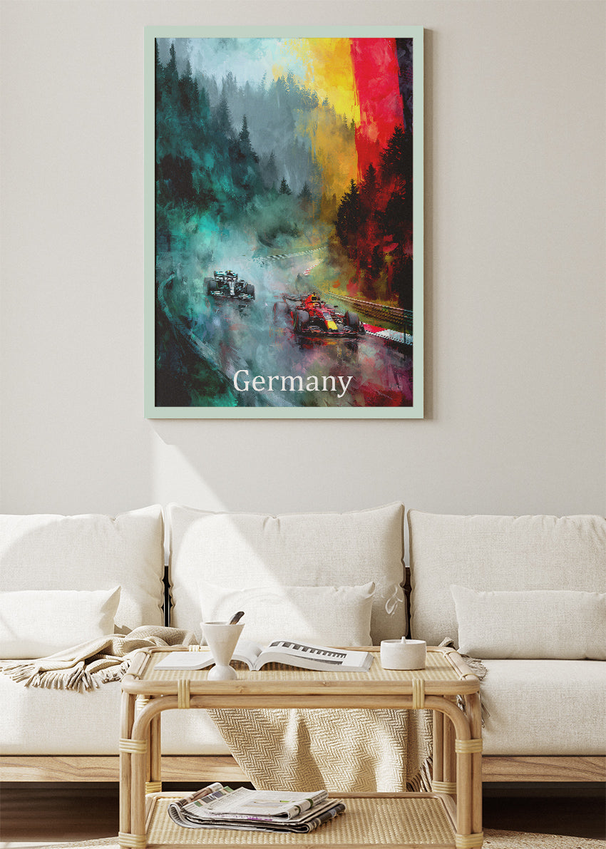 Germany Formula 1 Rainy Forest Circuit Canvas Print & Poster – AI PRINT LAB