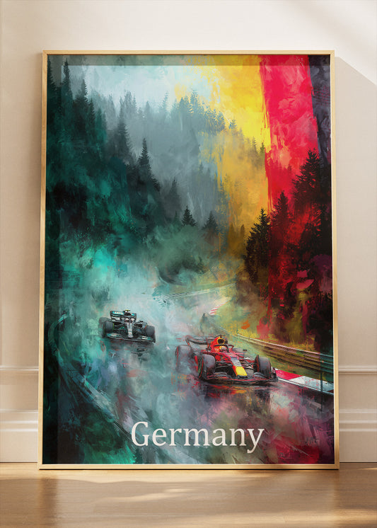Germany Formula 1 Rainy Forest Circuit Canvas Print & Poster – AI PRINT LAB