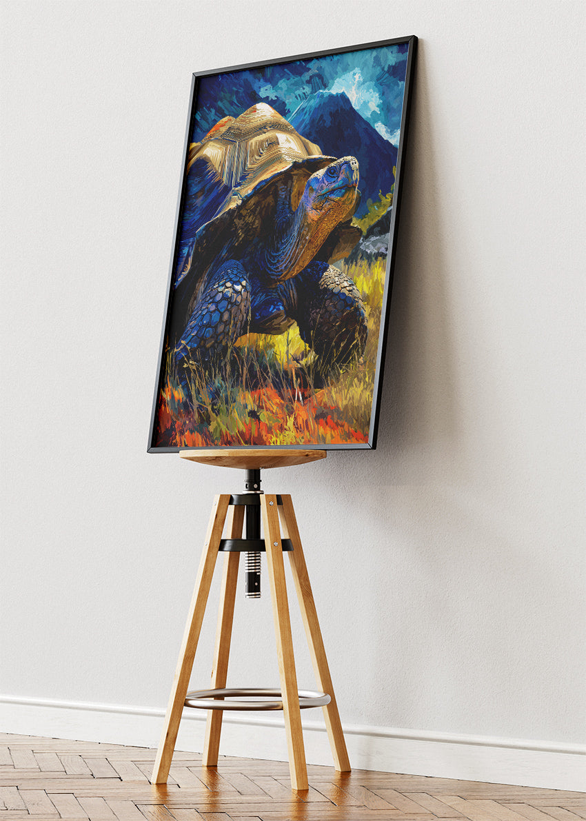 Giant Tortoise Canvas Print & Poster – Colorful Wildlife Landscape Wall Art