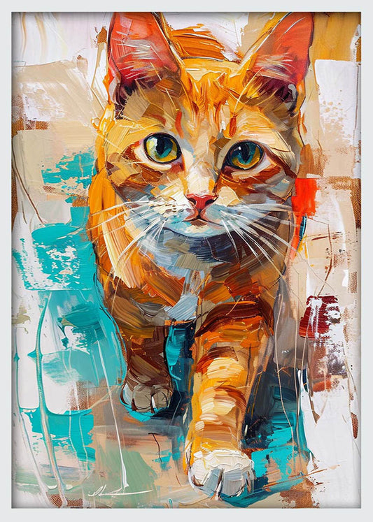 Ginger Cat Pop Painting – Colorful Abstract Feline Canvas & Poster Art – T1248 – AiPrintLab