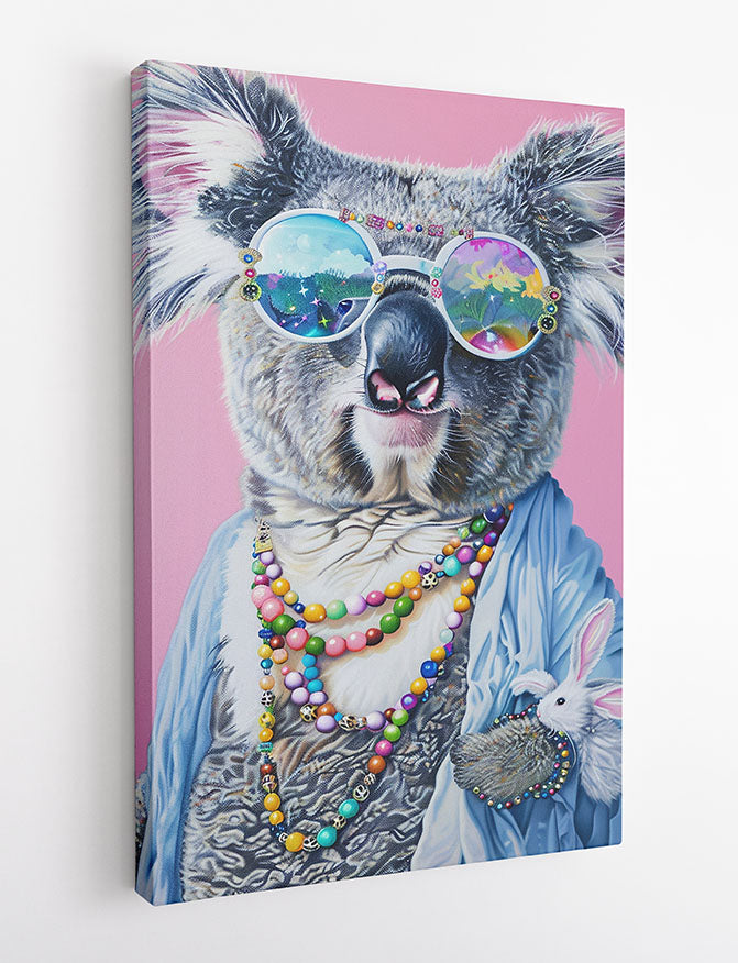 Glam Koala with Beads & Shades – Funky Animal Canvas & Poster Wall Art – T1028 – AiPrintLab