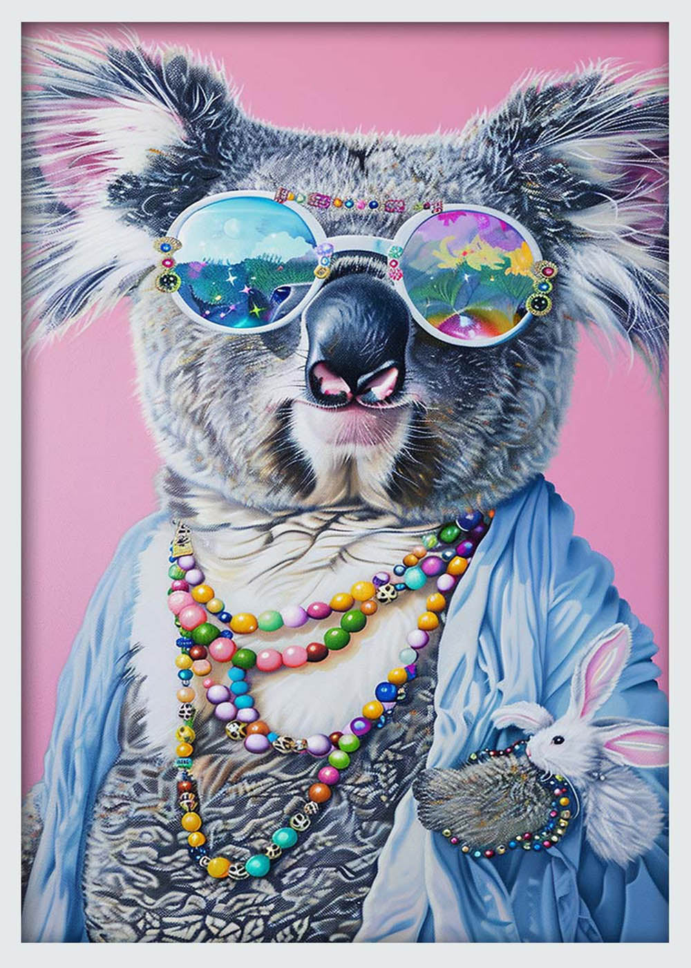 Glam Koala with Beads & Shades – Funky Animal Canvas & Poster Wall Art – T1028 – AiPrintLab