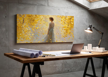 Golden Autumn Dream Canvas Wall Art – Single & 3 Panel Split – AI PRINT LAB