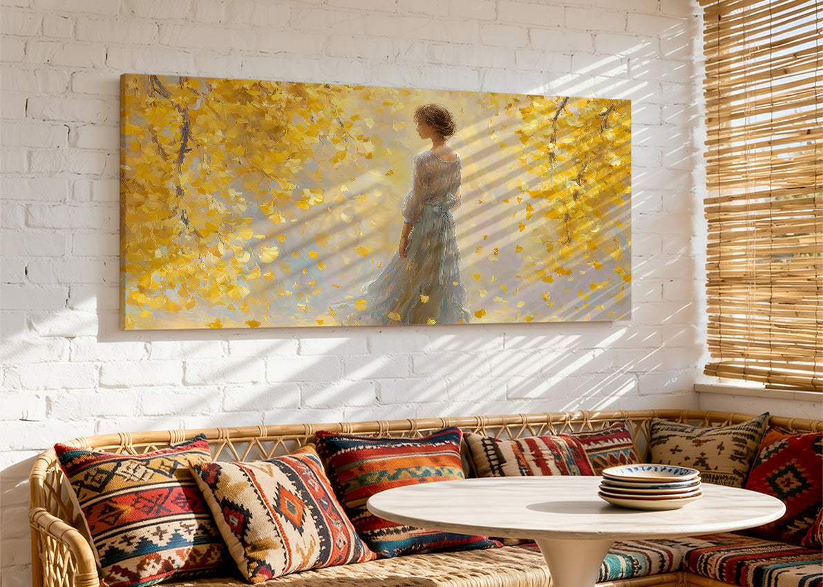 Golden Autumn Dream Canvas Wall Art – Single & 3 Panel Split – AI PRINT LAB