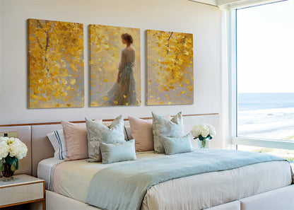 Golden Autumn Dream Canvas Wall Art – Single & 3 Panel Split – AI PRINT LAB