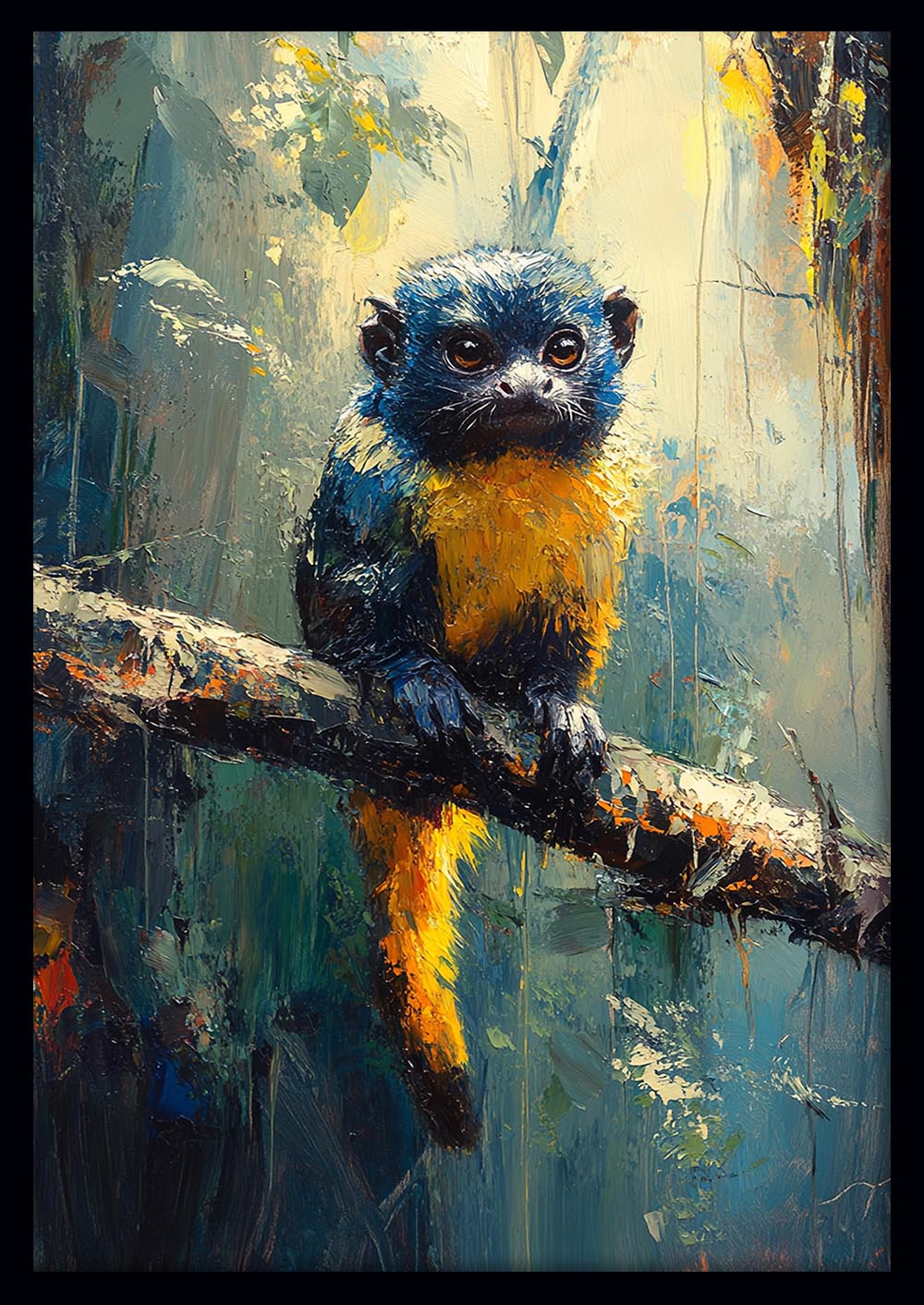 Golden-Bellied Tamarin Art – Jungle Wildlife Canvas & Poster Wall Print – T1082 – AiPrintLab