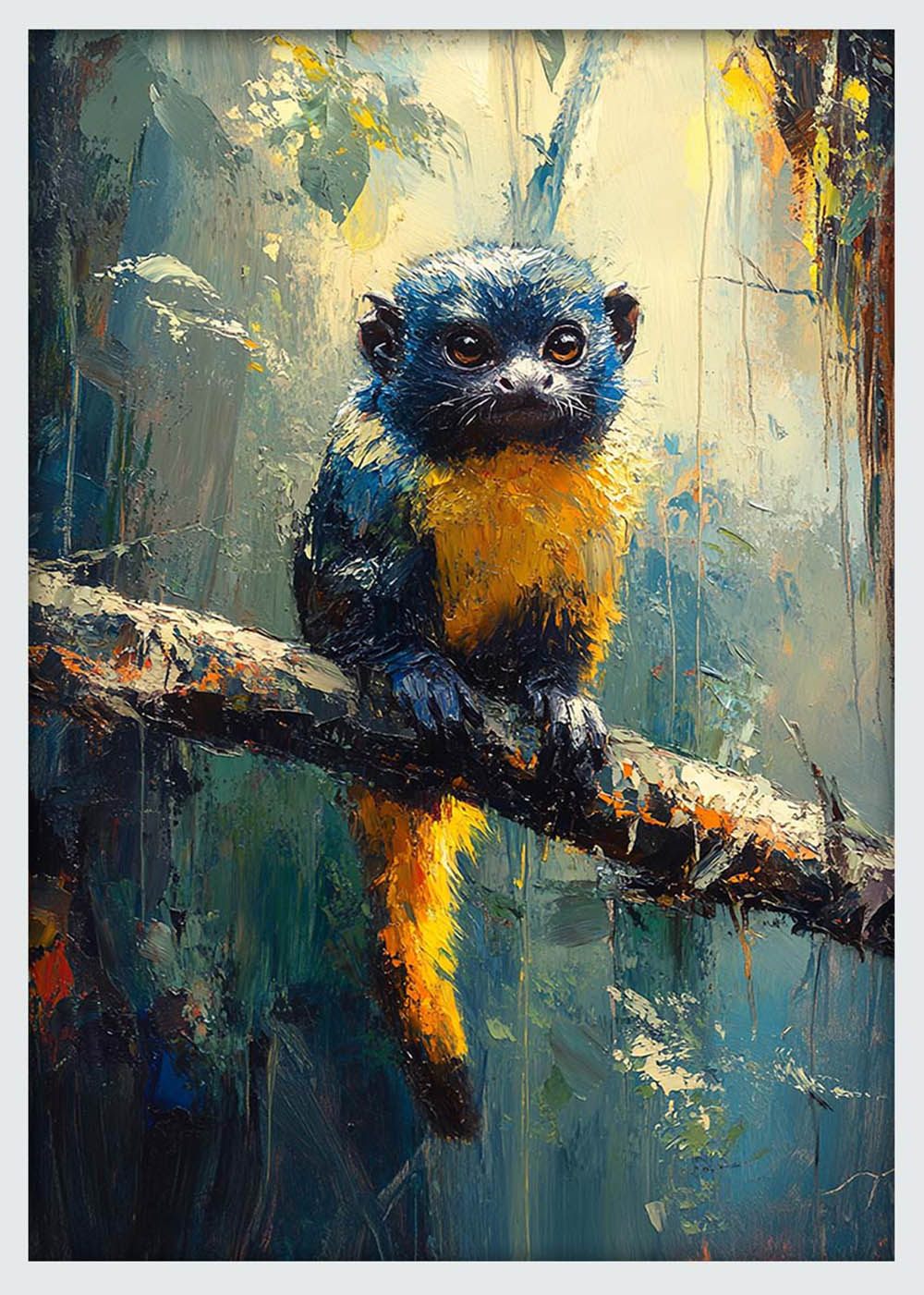Golden-Bellied Tamarin Art – Jungle Wildlife Canvas & Poster Wall Print – T1082 – AiPrintLab