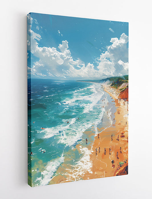 Golden Coast Beach View – Ocean Shoreline Canvas Art & Poster Print – T1130 – AiPrintLab