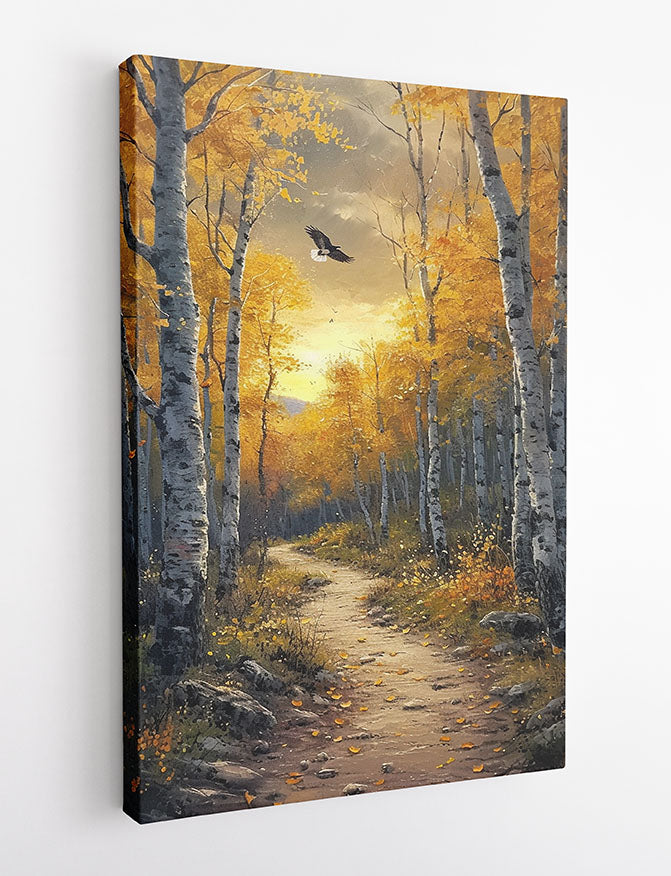 Golden Forest Trail – Autumn Landscape Canvas & Poster Wall Art – T1199 – AiPrintLab