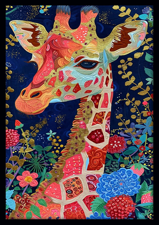 Golden Giraffe Garden – Whimsical Animal Canvas & Poster Art – T809 – AiPrintLab