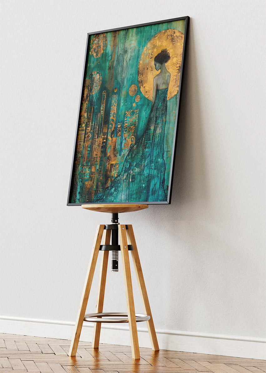 Golden Moon City Muse Canvas & Poster Print – AI PRINT LAB