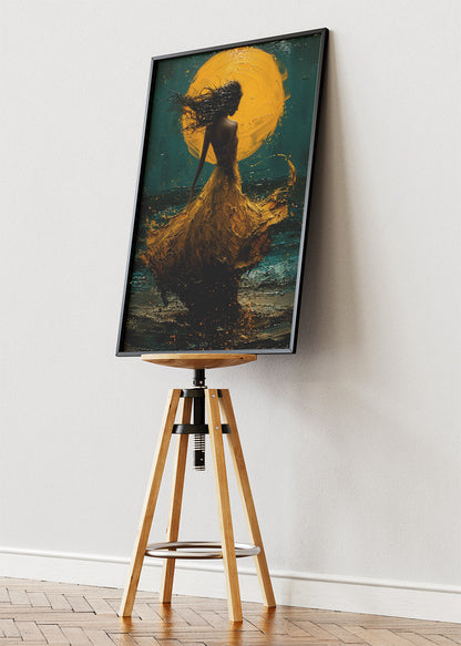 Golden Moon Ocean Silhouette Canvas & Poster Print – AI PRINT LAB