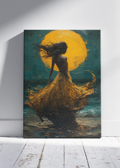 Golden Moon Ocean Silhouette Canvas & Poster Print – AI PRINT LAB