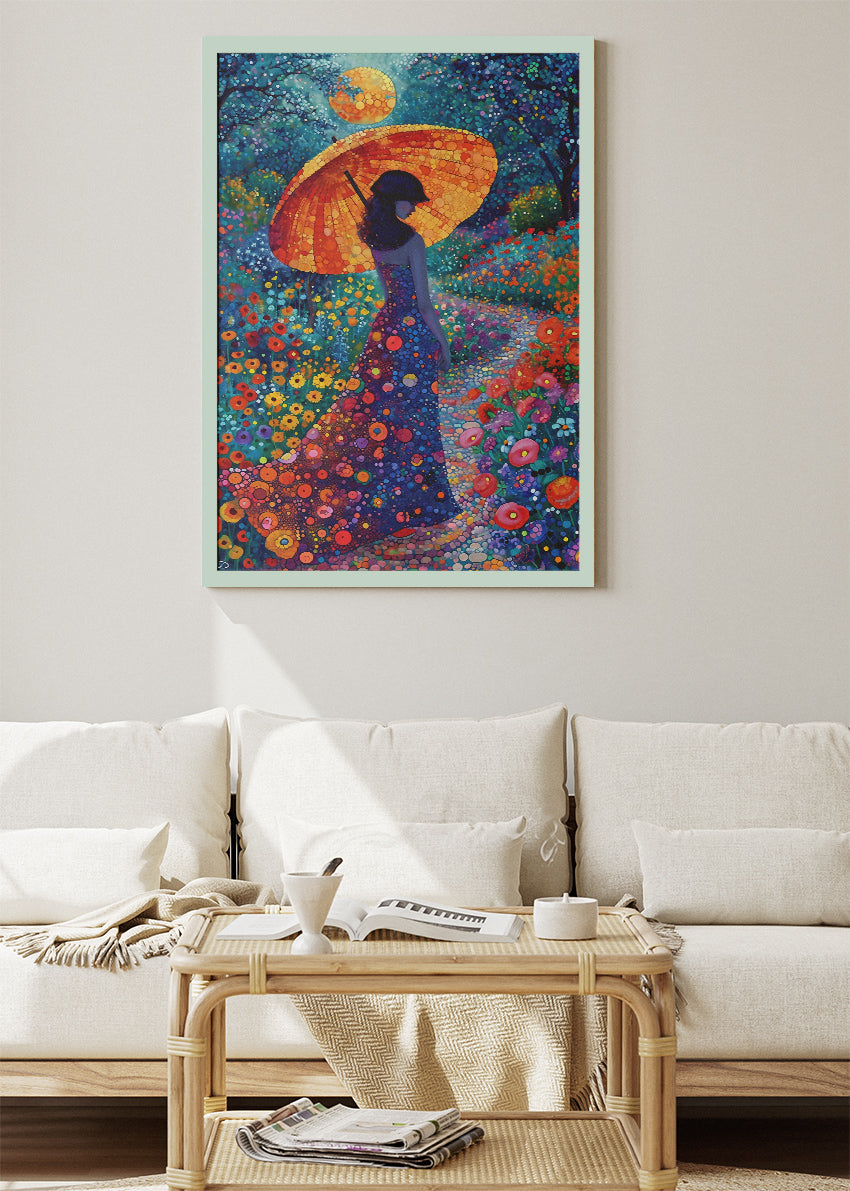 Golden Parasol Garden Dream Canvas & Poster Print – AI PRINT LAB