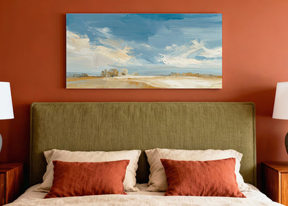 Golden Plains Blue Sky Landscape Canvas Wall Art – Single & 3 Panel Canvas – AI PRINT LAB