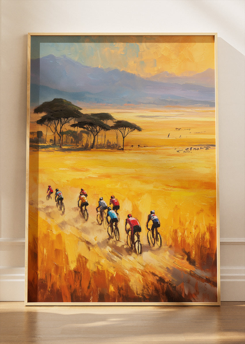 Golden Plains Cycling Poster & Canvas Art Print – Savanna Endurance Ride