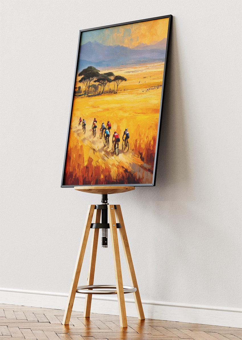 Golden Plains Cycling Poster & Canvas Art Print – Savanna Endurance Ride