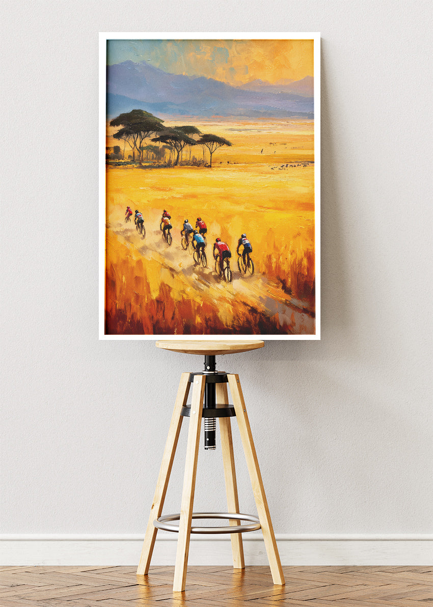 Golden Plains Cycling Poster & Canvas Art Print – Savanna Endurance Ride
